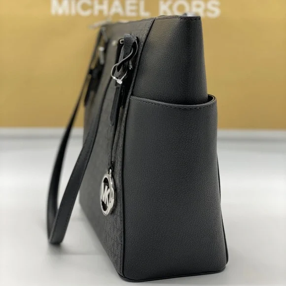 MICHAEL KORS CHARLOTTE LARGE TOP ZIP TOTE Black